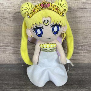 Sailor Moon Princess Usagi Lady Queen Serenity Plush Doll Blonde White Dress 9”